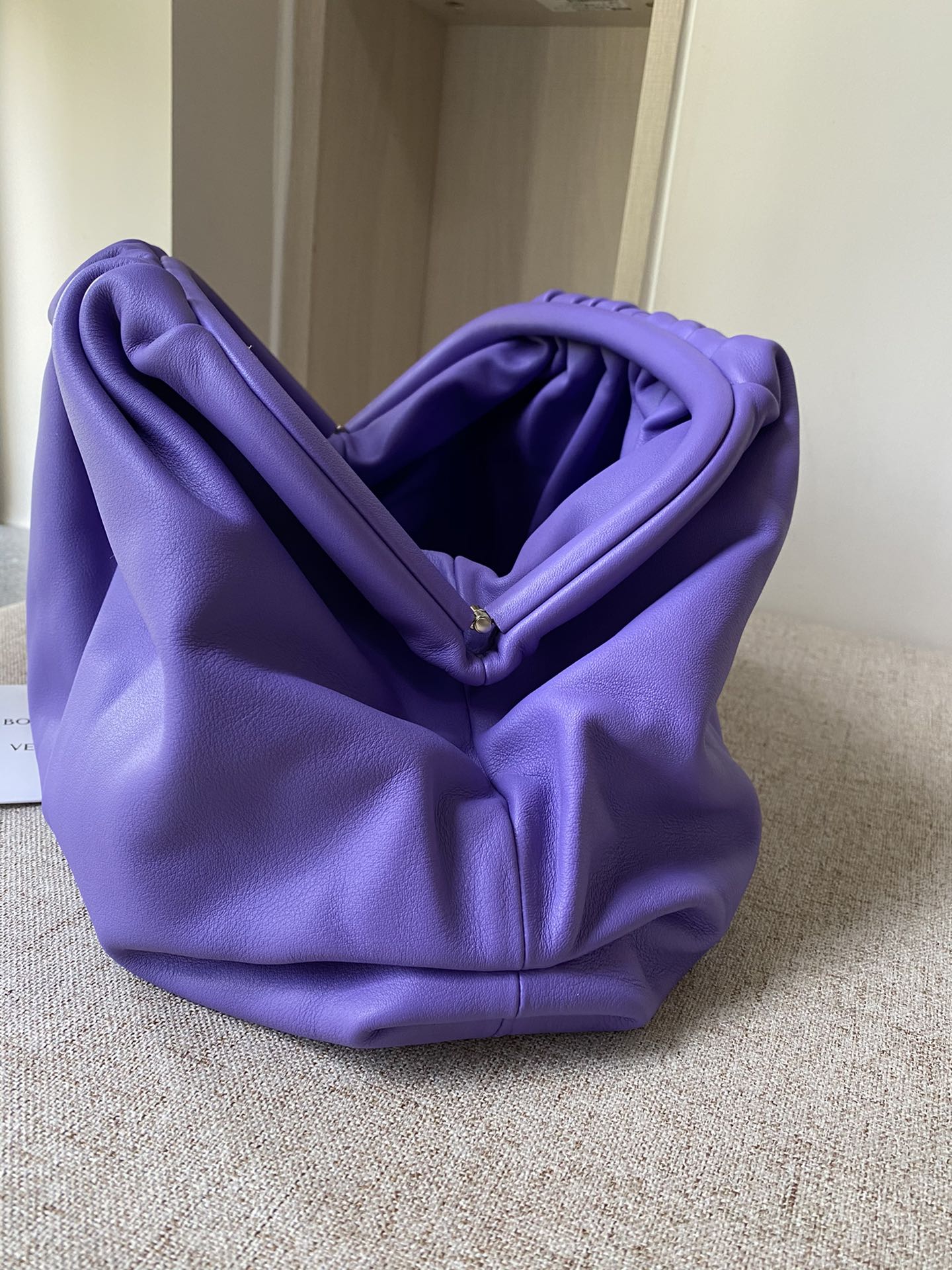 Big Pouch Soft Smooth Leather Clutch Violet